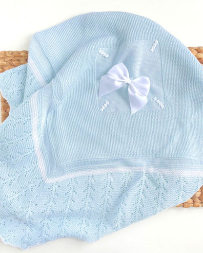 TOQUILLA PETALO AZUL BLANCO BEBE