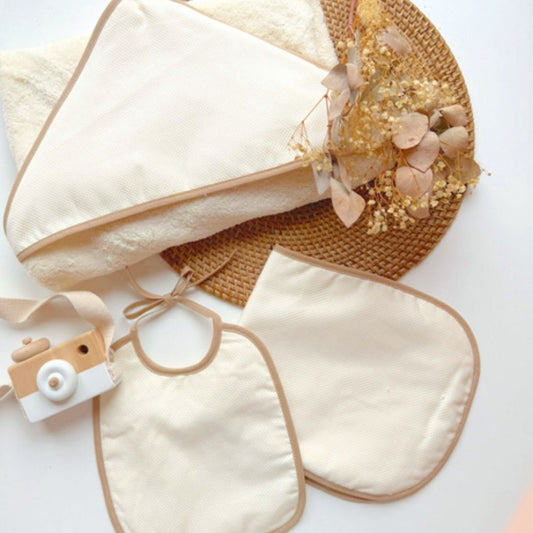 SET DE TOALLA Y CARAGADORES PERLA CAMEL